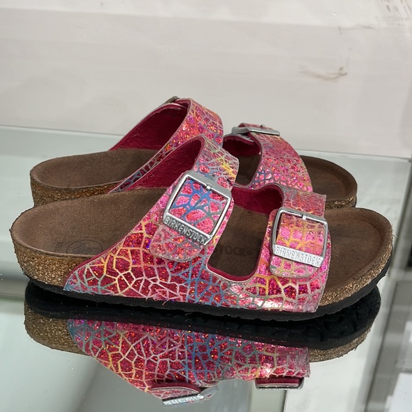 Birkenstock Arizona Vegan Leather Microfibre Flashy Halogen Pink size 13/13.5 - Picture 10 of 16
